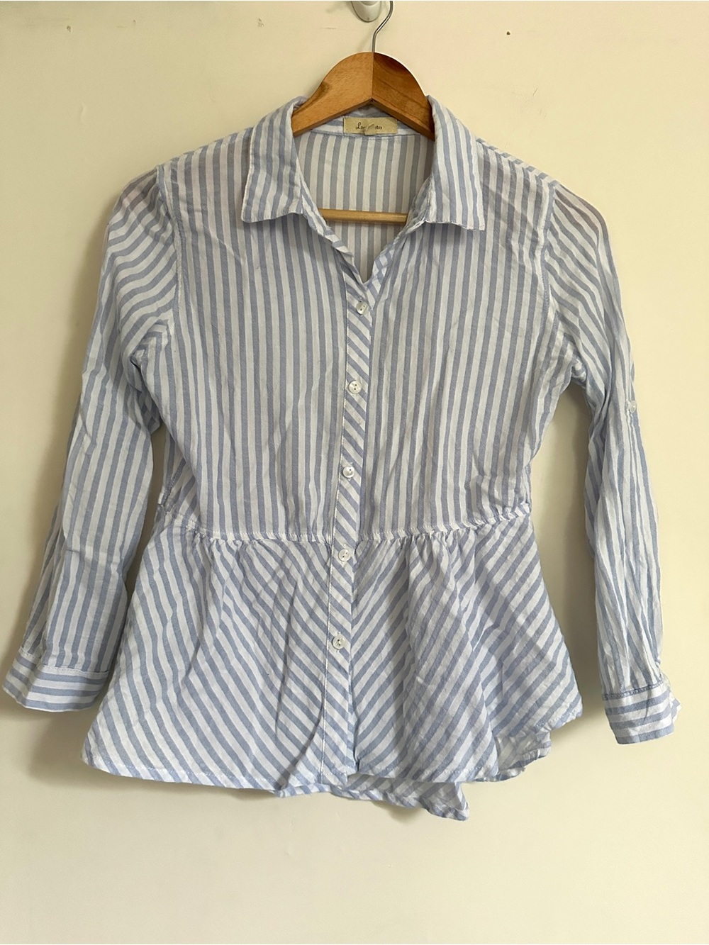 Love Notes Striped Button-up Peplum Top